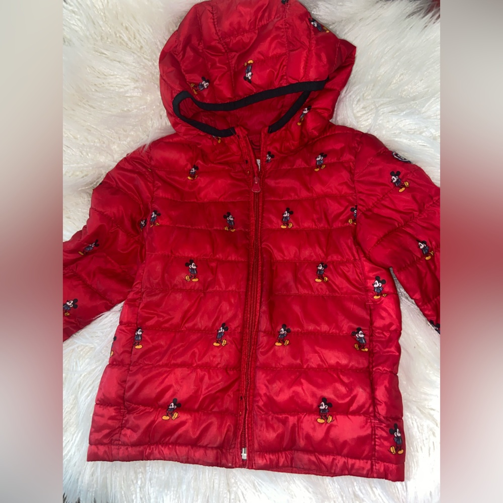 GAP Kids Red Puffer Jacket with Fun Character Print